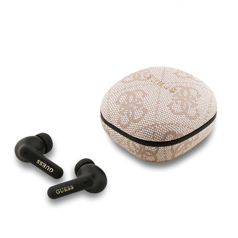 Guess Orjinal Lisanslı PU 4G Desenli Klasik Metal Yazı Logolu TWS Kulak İçi Bluetooth Kulaklık - 4