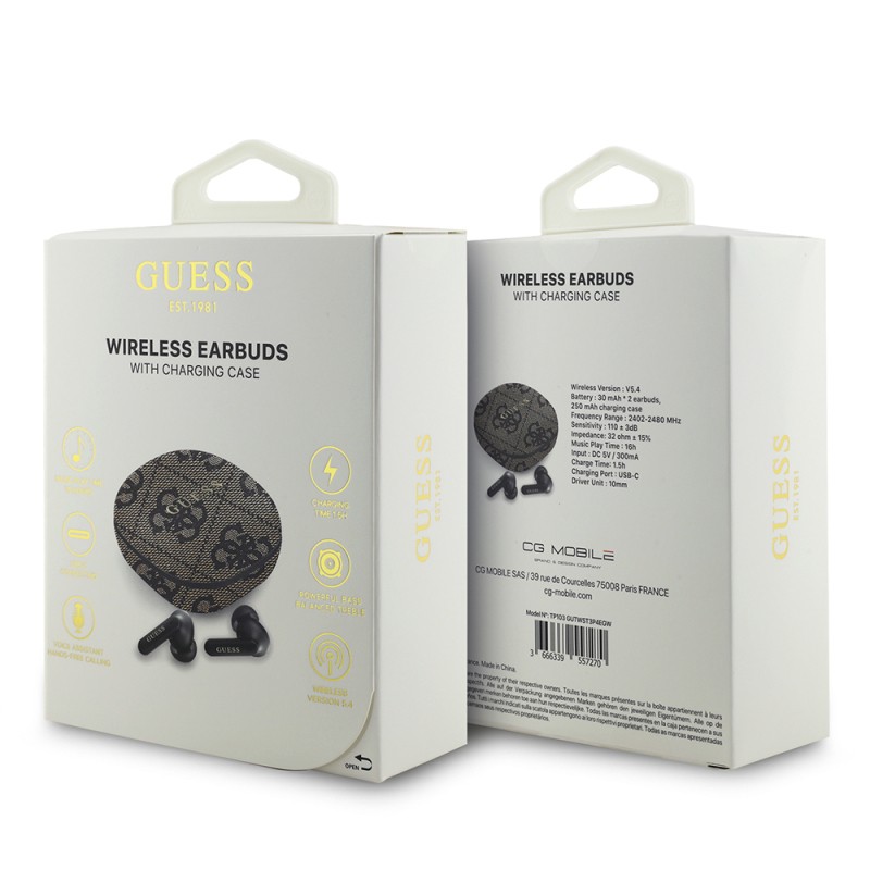 Guess Orjinal Lisanslı PU 4G Desenli Klasik Metal Yazı Logolu TWS Kulak İçi Bluetooth Kulaklık - 25
