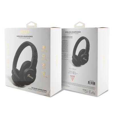 Guess Orjinal Lisanslı PU 4G Desenli Metal Yazı Logolu Tone On Tone Kulak Üstü Bluetooth Kulaklık - 11