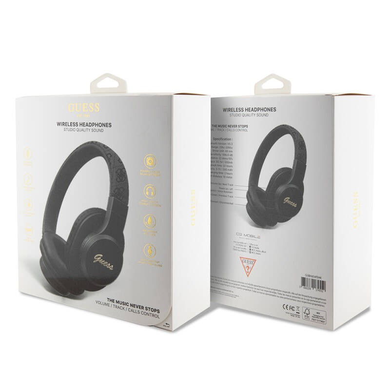 Guess Orjinal Lisanslı PU 4G Desenli Metal Yazı Logolu Tone On Tone Kulak Üstü Bluetooth Kulaklık - 11