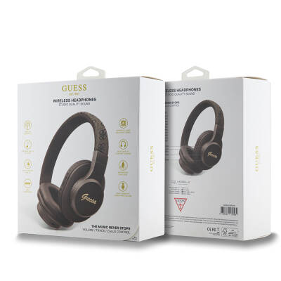 Guess Orjinal Lisanslı PU 4G Desenli Metal Yazı Logolu Tone On Tone Kulak Üstü Bluetooth Kulaklık - 12