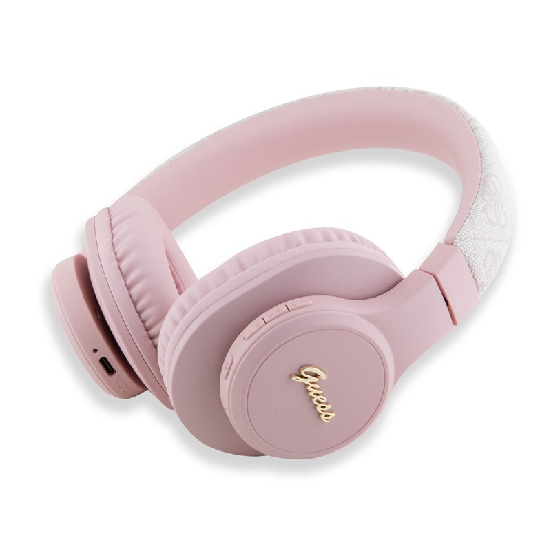Guess Orjinal Lisanslı PU 4G Desenli Metal Yazı Logolu Tone On Tone Kulak Üstü Bluetooth Kulaklık - 9