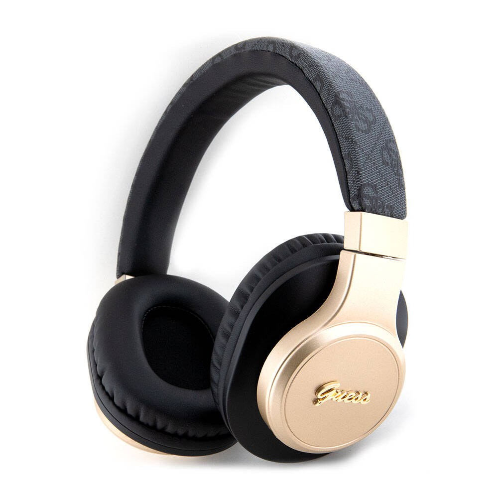 Guess Orjinal Lisanslı Script Gold Serisi Metal Yazı Logolu 4G Desenli Bluetooth Kulaklık - Siyah