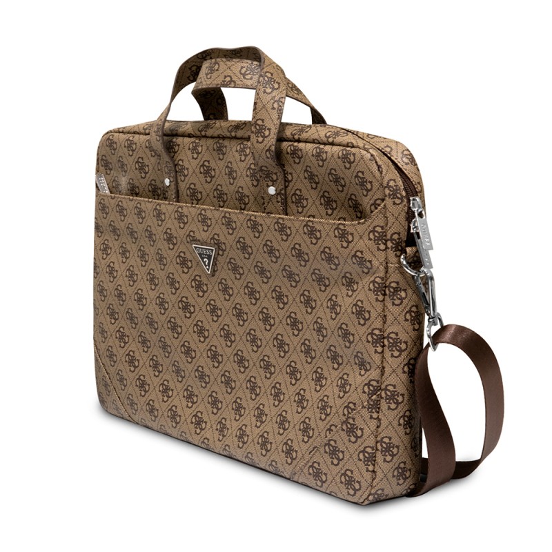 Guess Orjinal Lisanslı Sıcak Damgalı 4G Desenli Üçgen Logolu Omuz Askılı 15-16 inç Laptop Çantası - 6