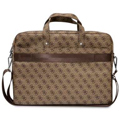 Guess Orjinal Lisanslı Sıcak Damgalı 4G Desenli Üçgen Logolu Omuz Askılı 15-16 inç Laptop Çantası - 5