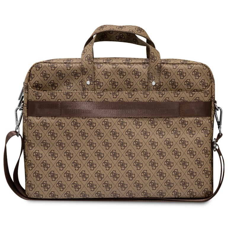 Guess Orjinal Lisanslı Sıcak Damgalı 4G Desenli Üçgen Logolu Omuz Askılı 15-16 inç Laptop Çantası - 5