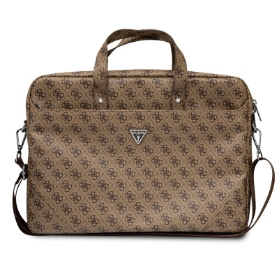 Guess Orjinal Lisanslı Sıcak Damgalı 4G Desenli Üçgen Logolu Omuz Askılı 15-16 inç Laptop Çantası - 4