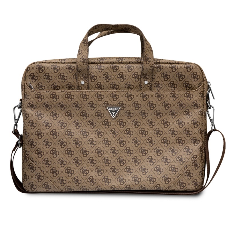 Guess Orjinal Lisanslı Sıcak Damgalı 4G Desenli Üçgen Logolu Omuz Askılı 15-16 inç Laptop Çantası - 4