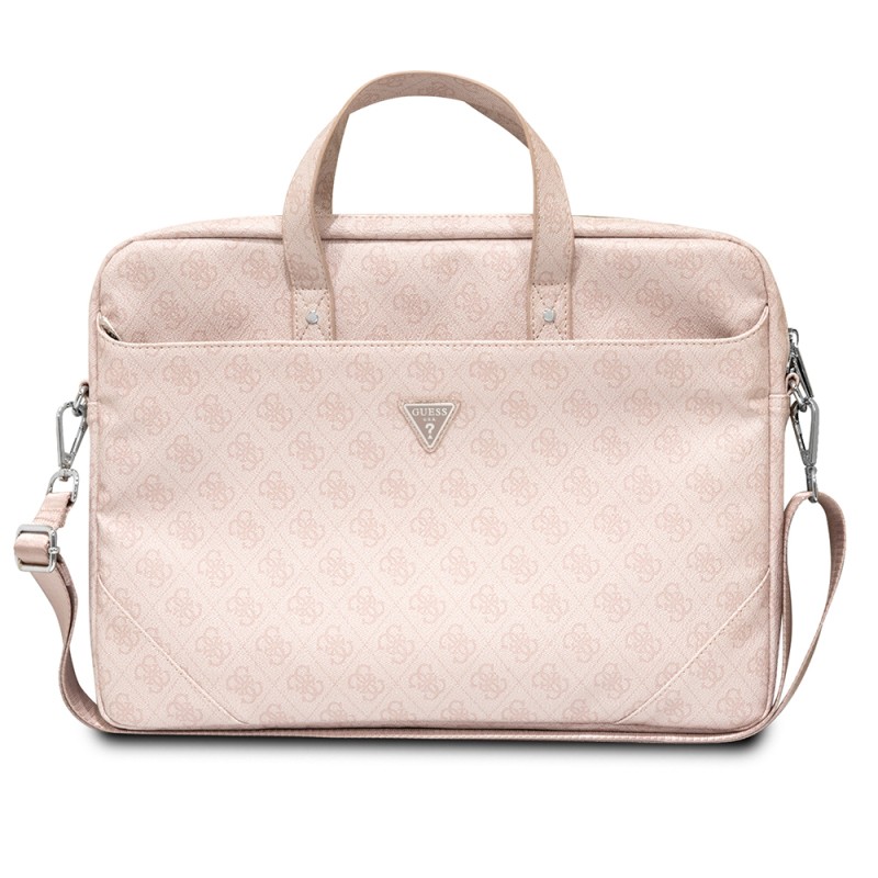 Guess Orjinal Lisanslı Sıcak Damgalı 4G Desenli Üçgen Logolu Omuz Askılı 15-16 inç Laptop Çantası - 7