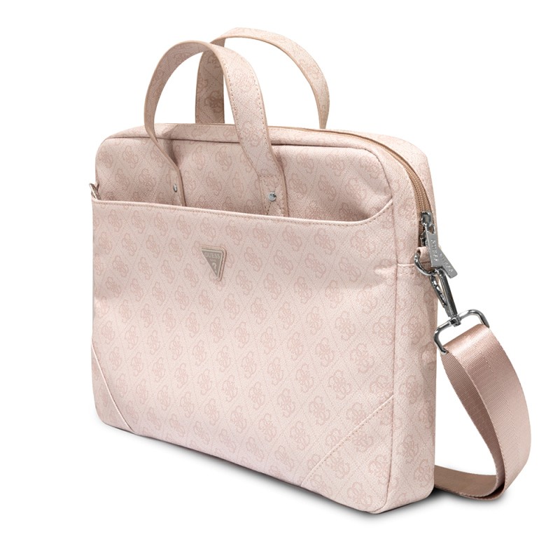 Guess Orjinal Lisanslı Sıcak Damgalı 4G Desenli Üçgen Logolu Omuz Askılı 15-16 inç Laptop Çantası - 8
