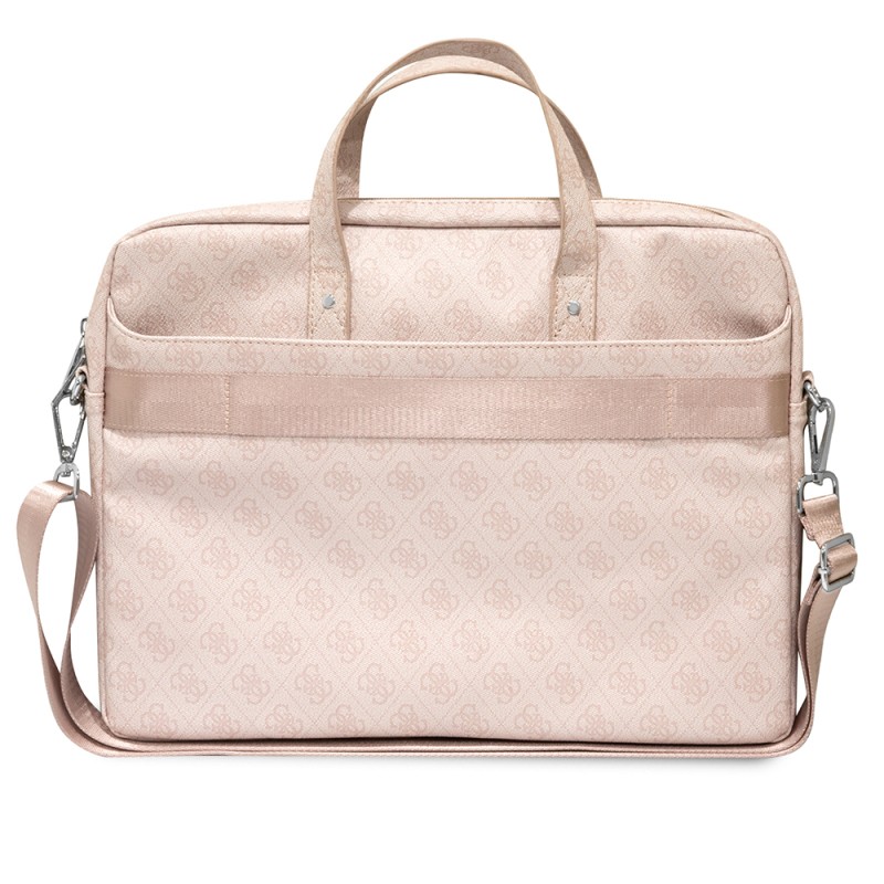 Guess Orjinal Lisanslı Sıcak Damgalı 4G Desenli Üçgen Logolu Omuz Askılı 15-16 inç Laptop Çantası - 9