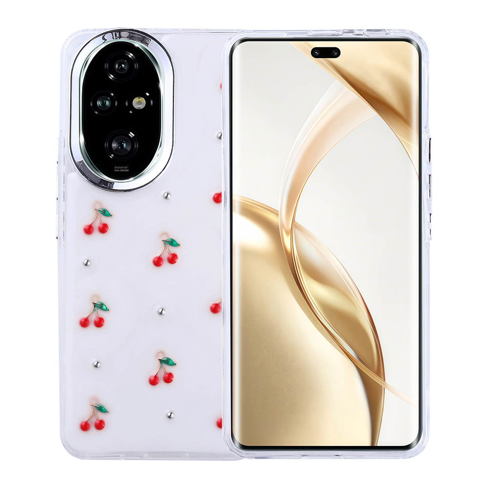 Honor 200 Pro Kılıf Airbag Tasarımlı Simli Şeffaf NXXA Kutup Kapak - Kiraz
