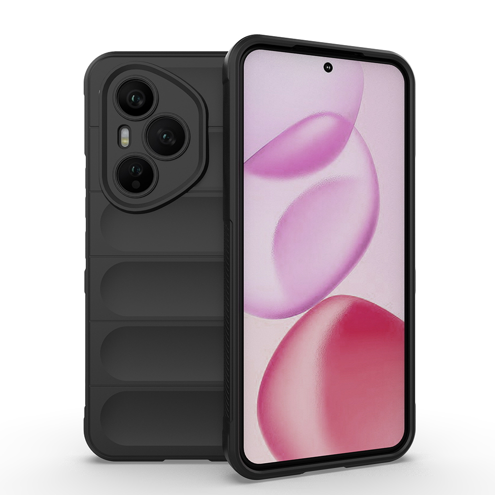 Honor 400 Pro Kılıf Esnek TPU Oyuklu Arka Yüzey Tasarımlı Zore Etnik Silikon Kapak - Siyah