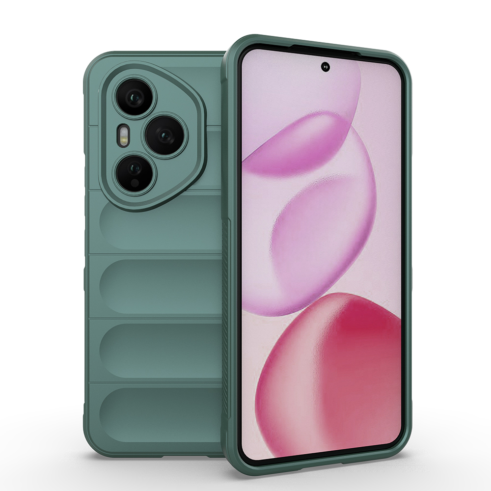 Honor 400 Pro Kılıf Esnek TPU Oyuklu Arka Yüzey Tasarımlı Zore Etnik Silikon Kapak - Koyu Yeşil