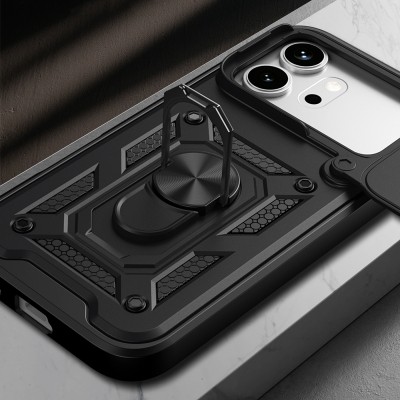 Honor 600 5G Kılıf Magnetik Standlı Kamera Korumalı Zore Sürgülü Vega Kapak - 6
