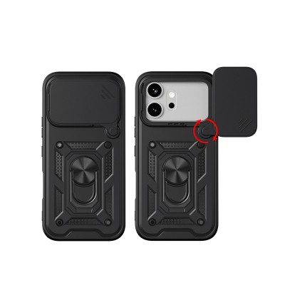 Honor 600 5G Kılıf Magnetik Standlı Kamera Korumalı Zore Sürgülü Vega Kapak - 3