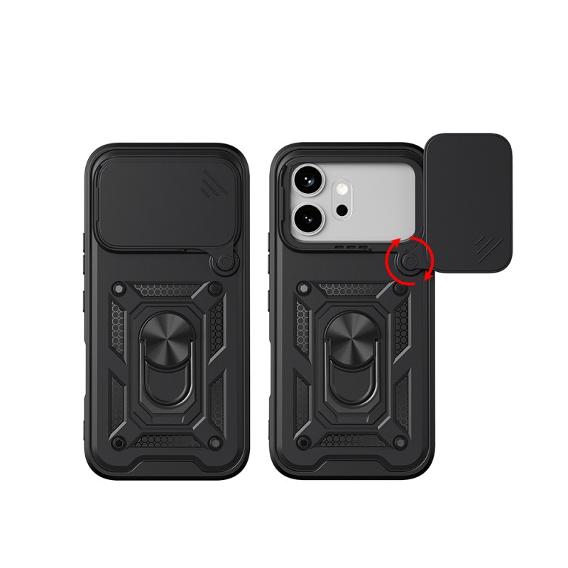 Honor 600 5G Kılıf Magnetik Standlı Kamera Korumalı Zore Sürgülü Vega Kapak - 3