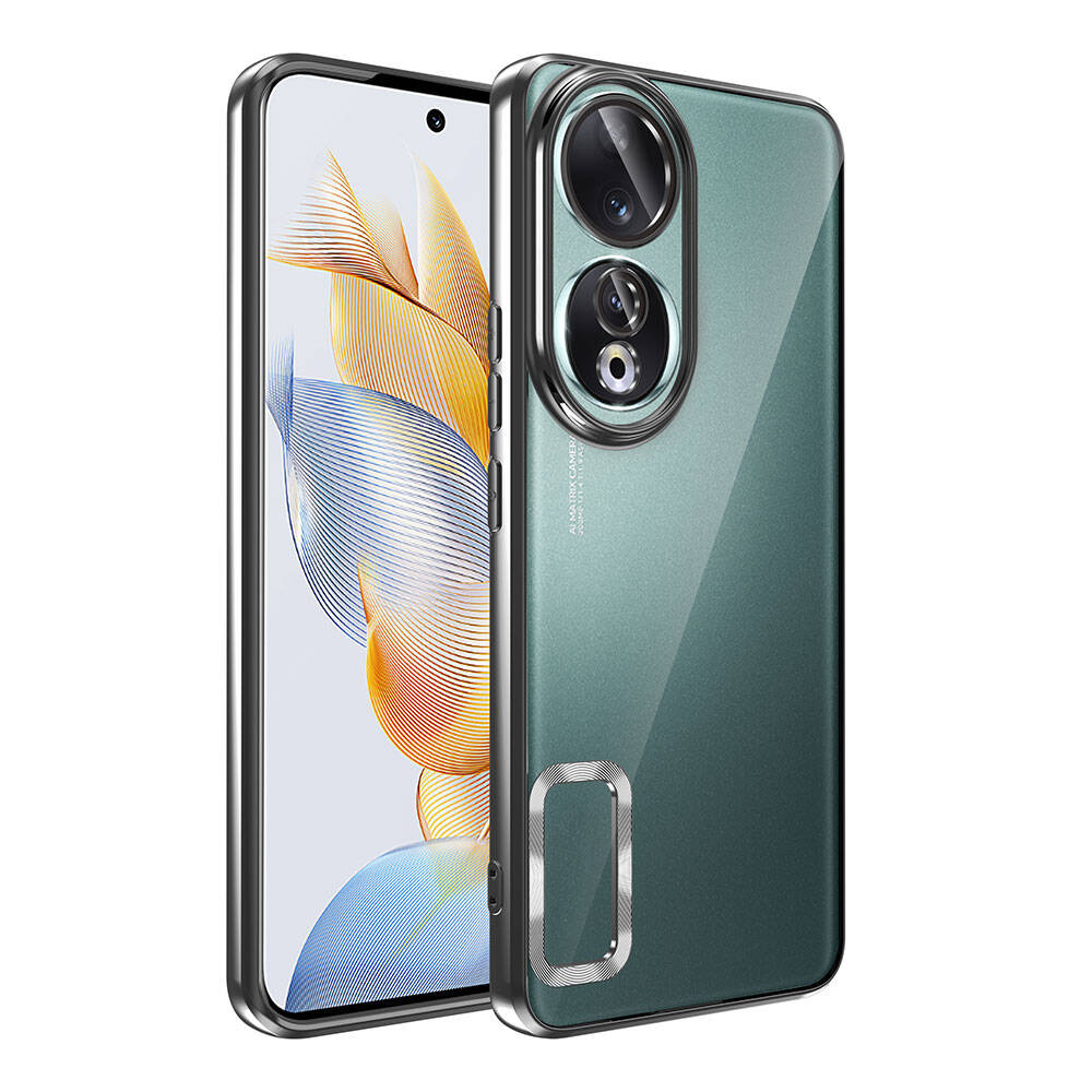 Honor 90 Kılıf Kamera Korumalı Logo Gösteren Zore Omega Kapak - Siyah