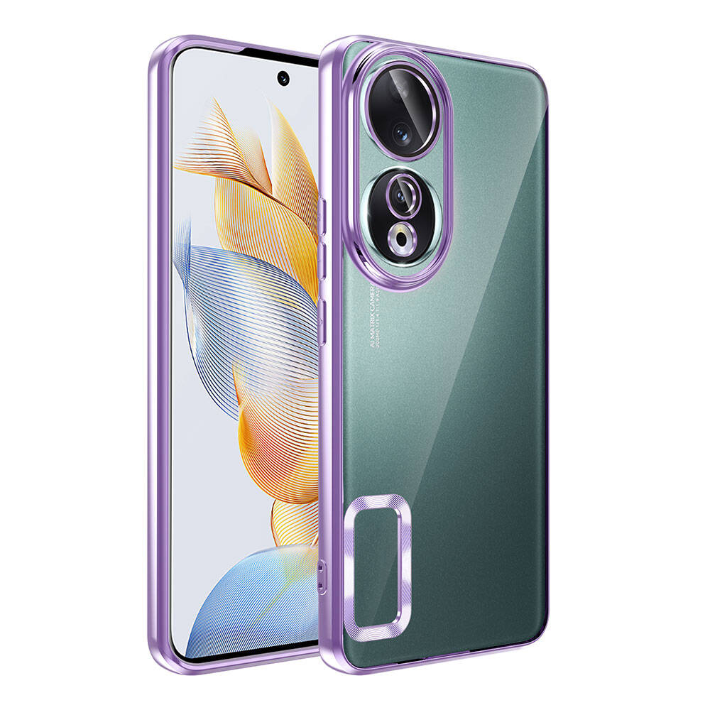 Honor 90 Kılıf Kamera Korumalı Logo Gösteren Zore Omega Kapak - Lila