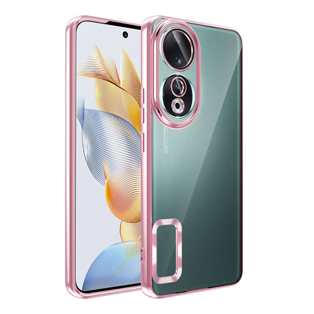 Honor 90 Kılıf Kamera Korumalı Logo Gösteren Zore Omega Kapak - Rose Gold