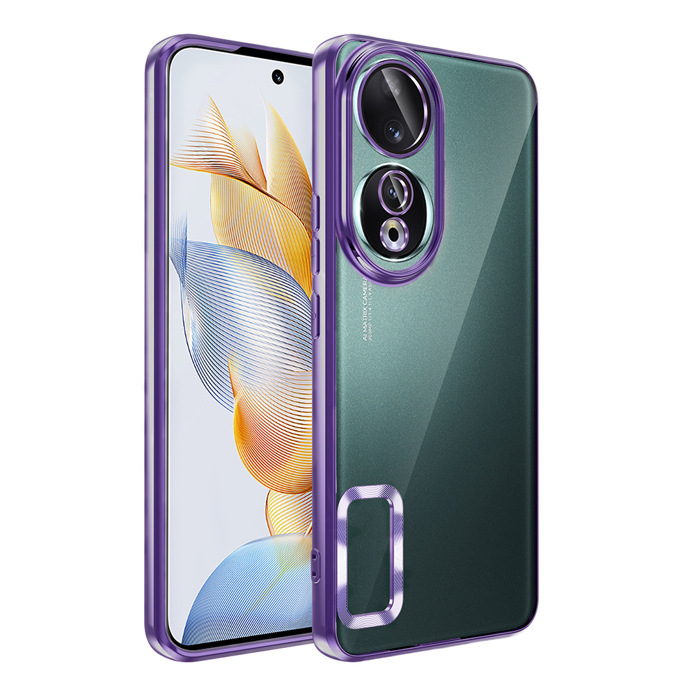 Honor 90 Kılıf Kamera Korumalı Logo Gösteren Zore Omega Kapak - Derin Mor