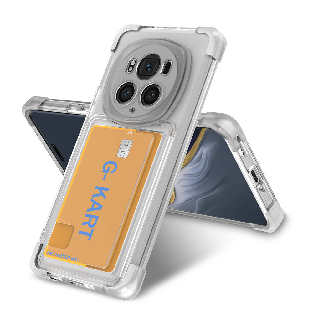 Honor Magic 6 Pro Kılıf Airbag Tasarımlı Şeffaf Kartlıklı Zore G-Kart Kapak - Şeffaf