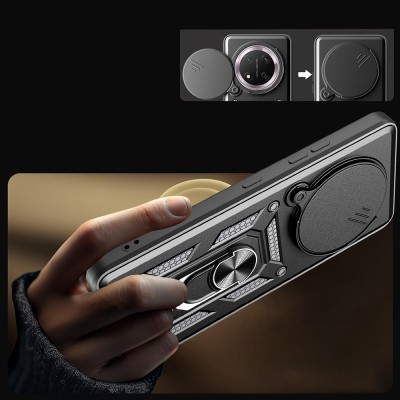 Honor Magic 7 Lite Kılıf Magnetik Standlı Kamera Korumalı Zore Sürgülü Vega Kapak - 8