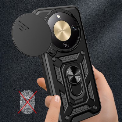 Honor Magic 8 Lite 5G Kılıf Magnetik Standlı Kamera Korumalı Zore Sürgülü Vega Kapak - 4