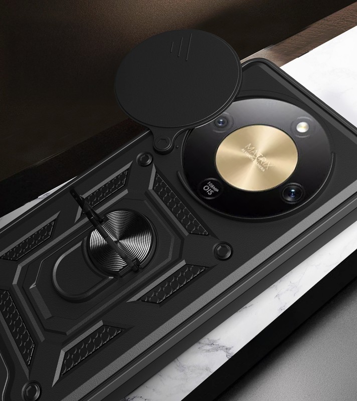 Honor Magic 8 Lite 5G Kılıf Magnetik Standlı Kamera Korumalı Zore Sürgülü Vega Kapak - 6