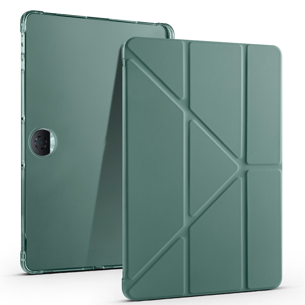 Honor Pad 9 Kılıf Zore Tri Folding Kalem Bölmeli Standlı Kılıf - Koyu Yeşil