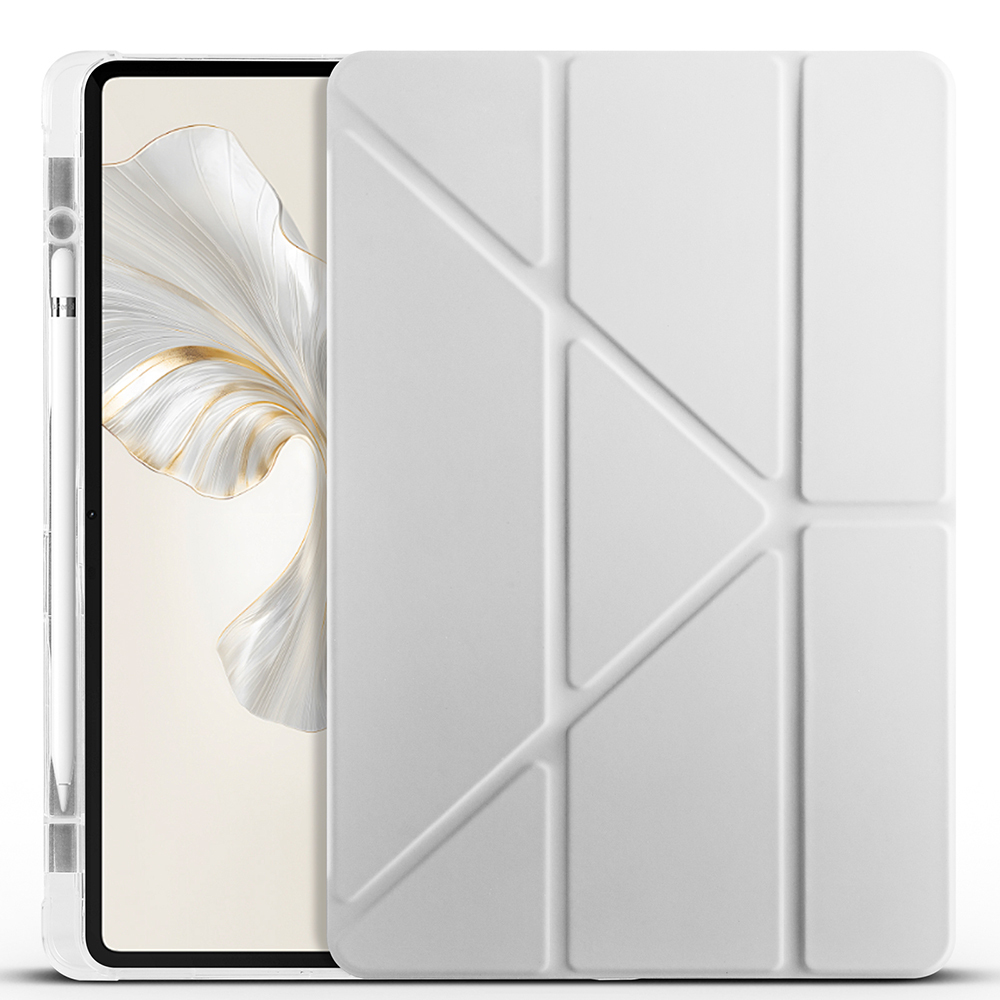 Honor Pad 9 Kılıf Zore Tri Folding Kalem Bölmeli Standlı Kılıf - Gri