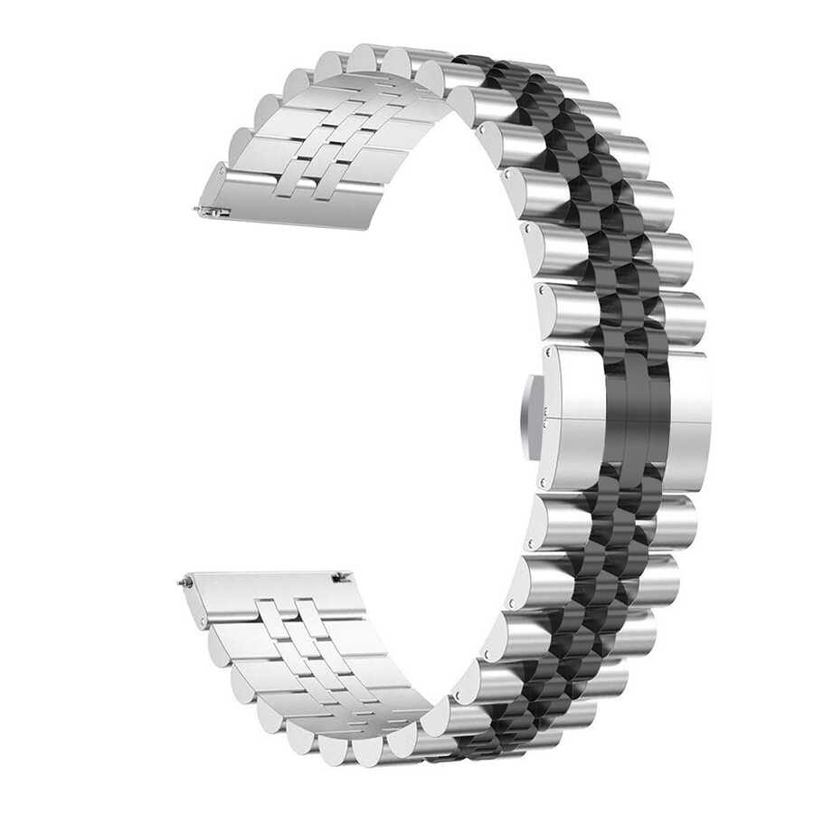 Huawei GT2 42mm KRD-36 20mm Metal Kordon - Gümüş-Siyah