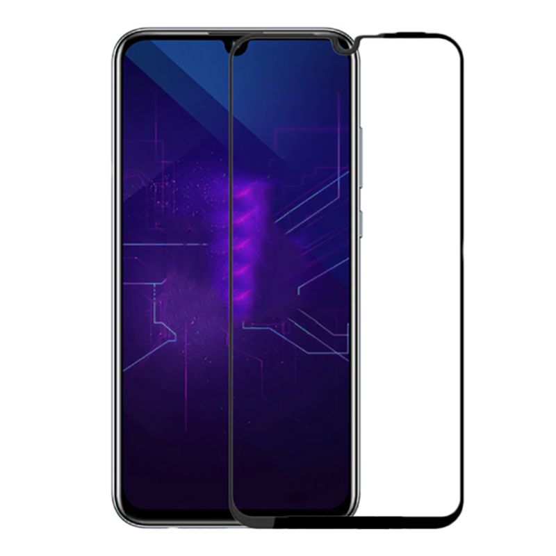 Huawei Honor 20 Lite Zore Kenarları Kırılmaya Dayanıklı Cam Ekran Koruyucu - Siyah