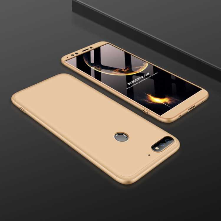 Huawei Y7 2018 Kılıf Zore Ays Kapak - Gold