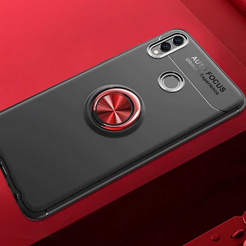 Huawei Honor 8C Kılıf Zore Ravel Silikon Kapak - Siyah-Kırmızı