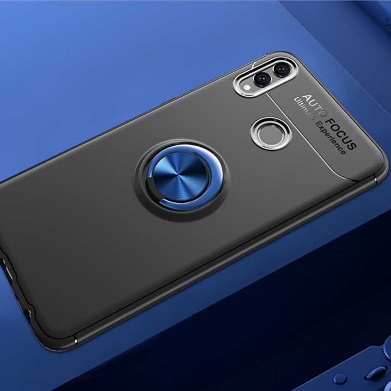 Huawei Honor 8C Kılıf Zore Ravel Silikon Kapak - Siyah-Mavi