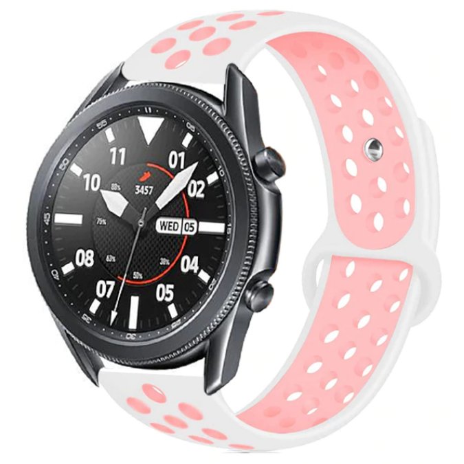 Huawei Honor Magic 2 46 mm KRD-02 Silikon Kordon - Beyaz-Pembe