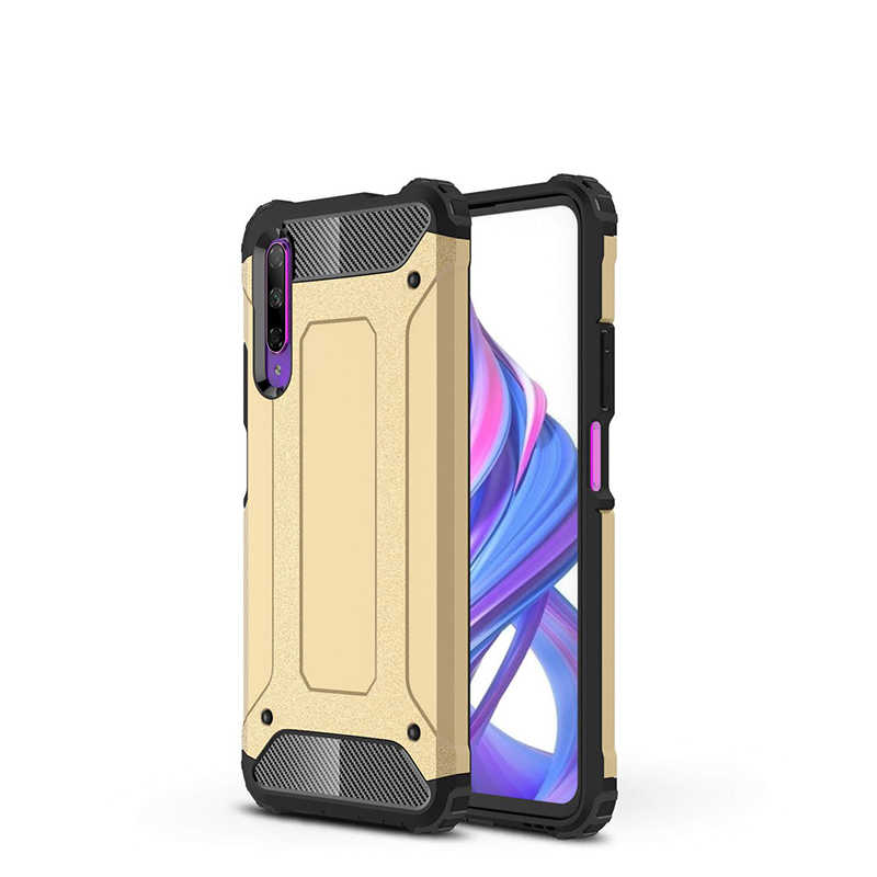 Huawei P Smart Pro 2019 Kılıf Zore Crash Silikon Kapak - Gold
