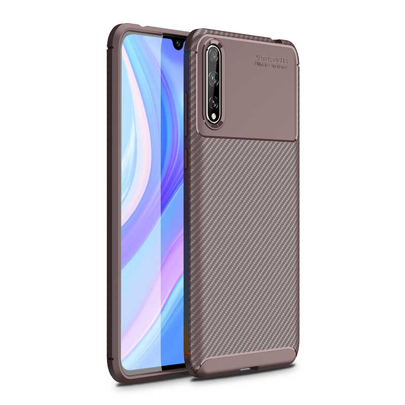 Huawei P Smart S (Y8P) Kılıf Zore Negro Silikon Kapak - Kahverengi