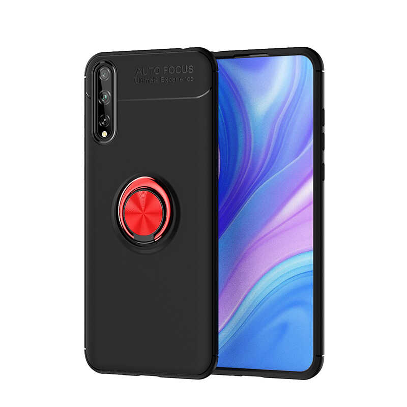 Huawei P Smart S (Y8P) Kılıf Zore Ravel Silikon Kapak - Siyah-Kırmızı