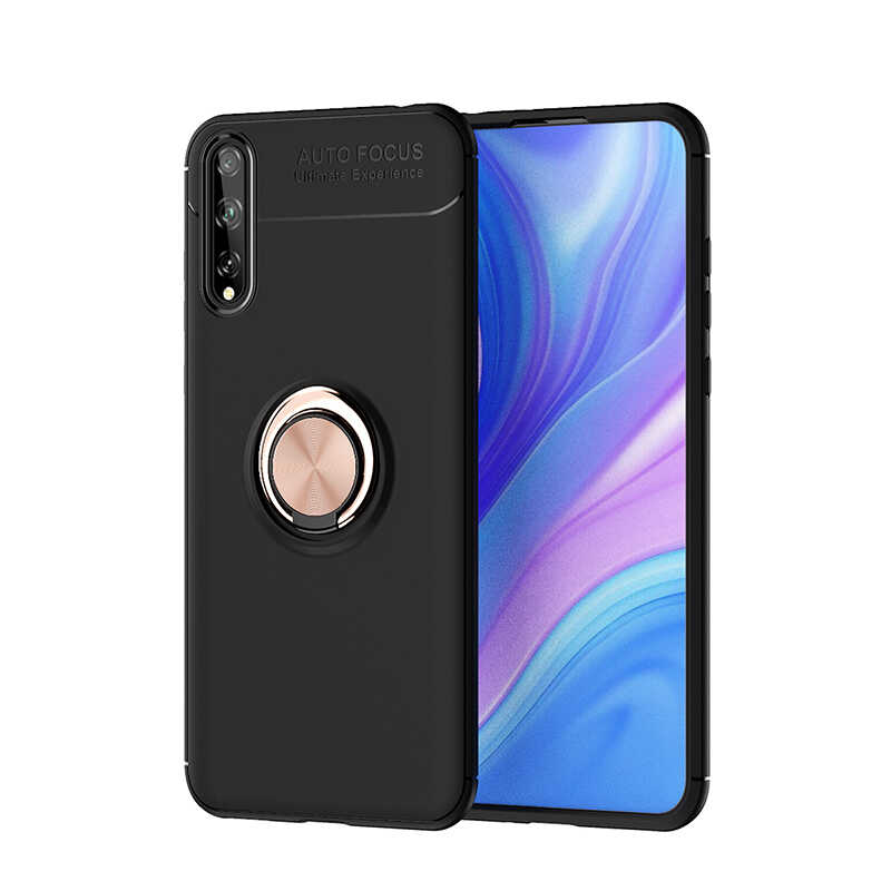 Huawei P Smart S (Y8P) Kılıf Zore Ravel Silikon Kapak - Siyah-Rose Gold