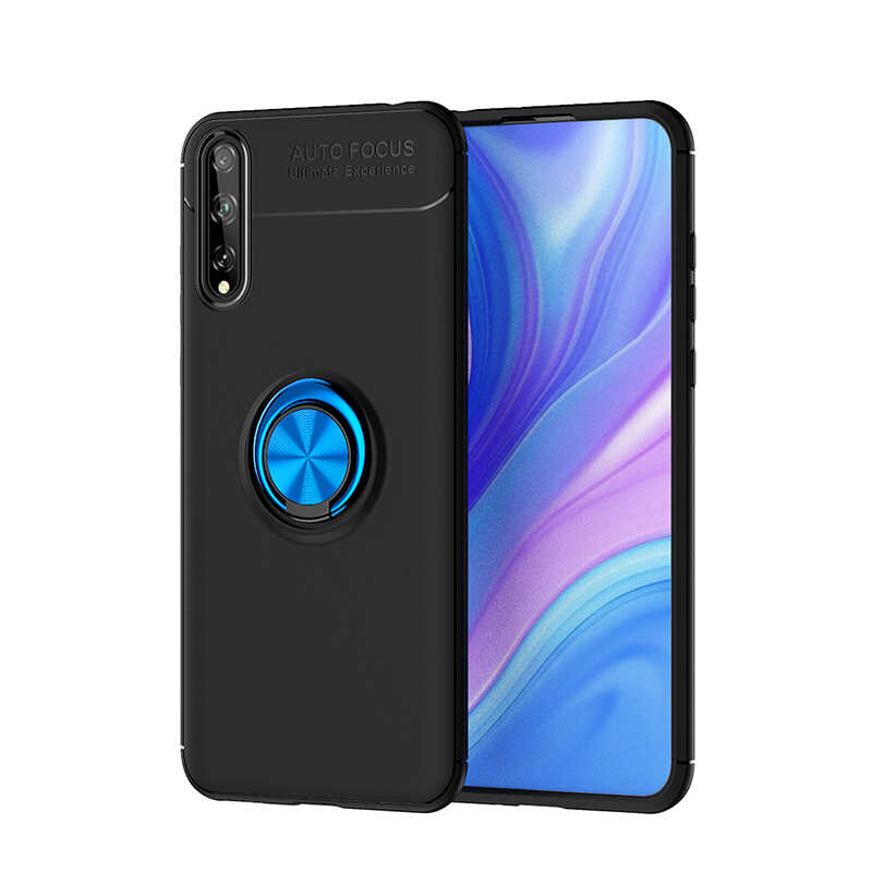 Huawei P Smart S (Y8P) Kılıf Zore Ravel Silikon Kapak - Siyah-Mavi