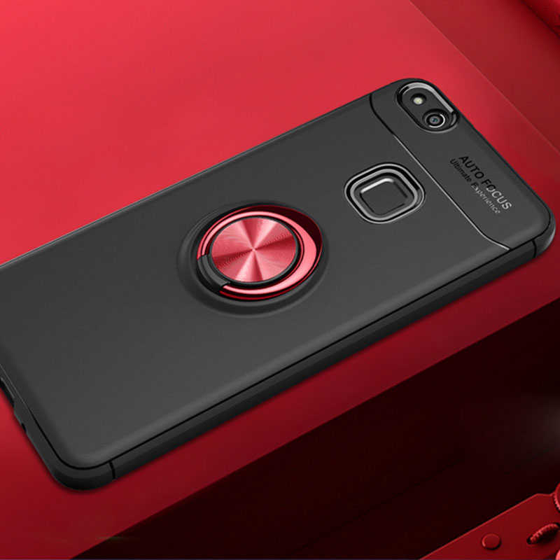 Huawei P10 Lite Kılıf Zore Ravel Silikon Kapak - Siyah-Kırmızı