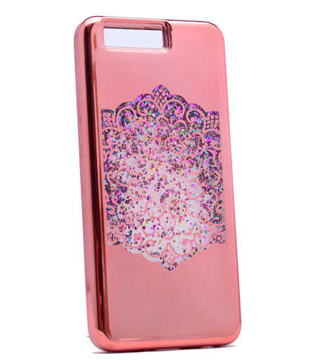 Huawei P10 Plus Kılıf Zore Lazer Çiçekli Sıvılı Silikon - Pembe Açık