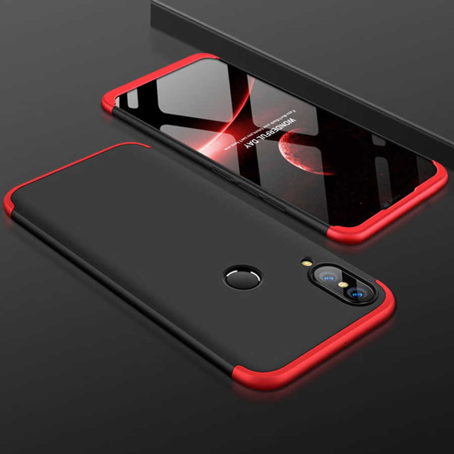 Huawei P20 Lite Kılıf Zore Ays Kapak - Siyah-Kırmızı