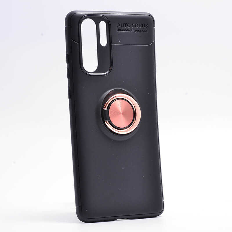 Huawei P30 Pro Kılıf Zore Ravel Silikon Kapak - Siyah-Rose Gold