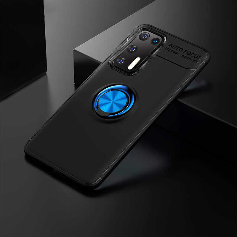 Huawei P40 Kılıf Zore Ravel Silikon Kapak - Siyah-Mavi