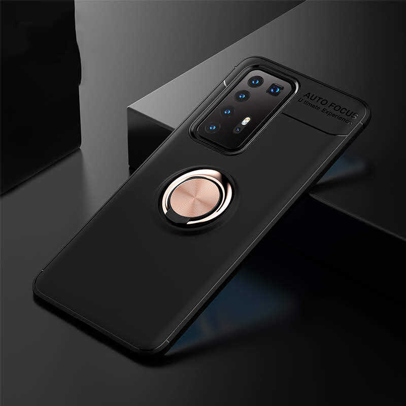Huawei P40 Pro Kılıf Zore Ravel Silikon Kapak - Siyah-Rose Gold