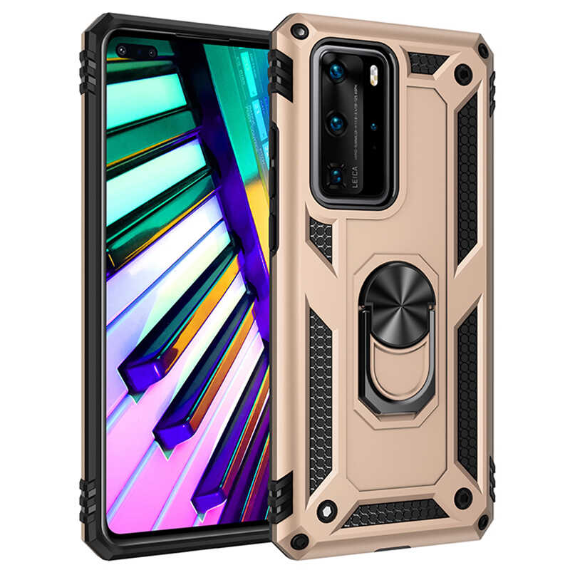 Huawei P40 Pro Kılıf Zore Vega Kapak - Gold