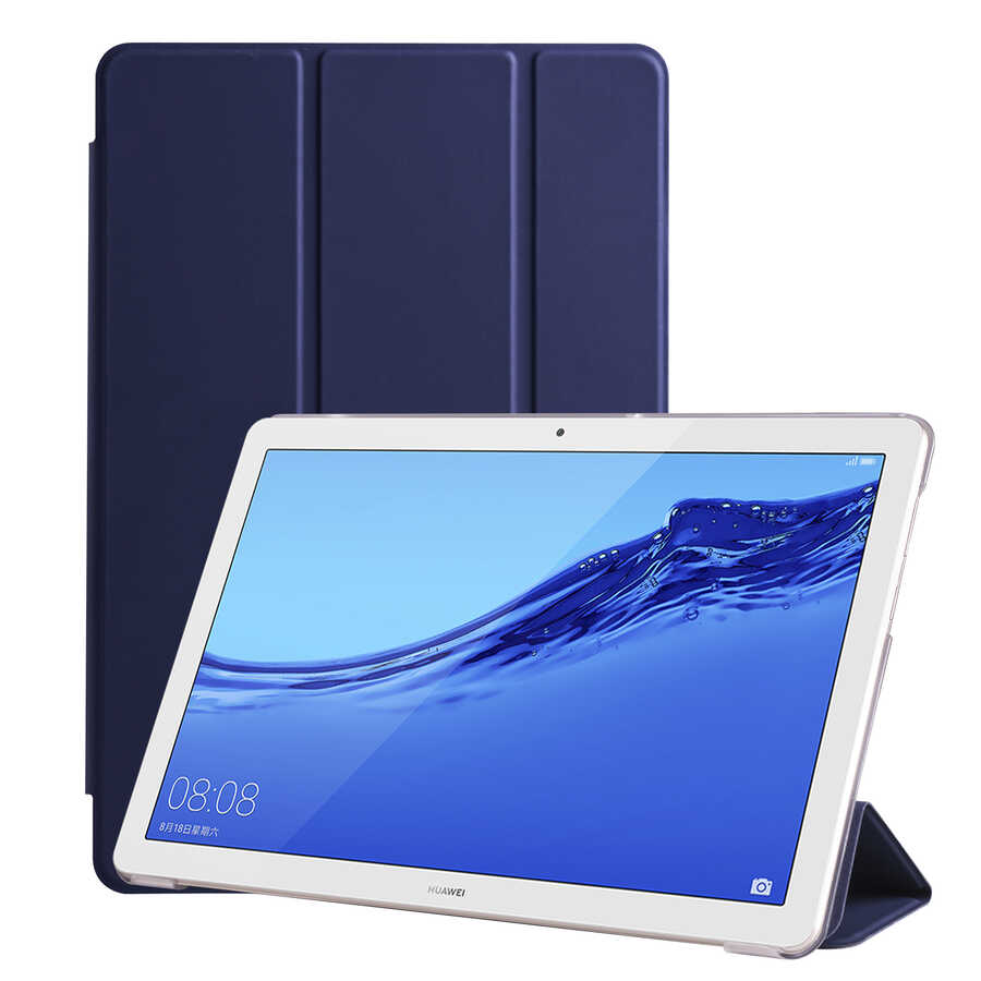 Huawei T5 10 inc Zore Smart Cover Standlı 1-1 Kılıf - Lacivert